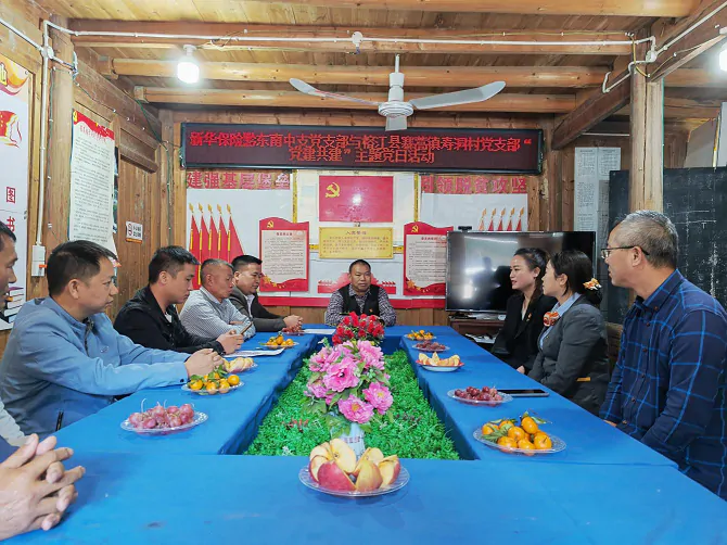 新华保险黔东南中支到榕江县寨蒿镇寿洞村开展 党建共建主题党日及金融知识普及宣传工作