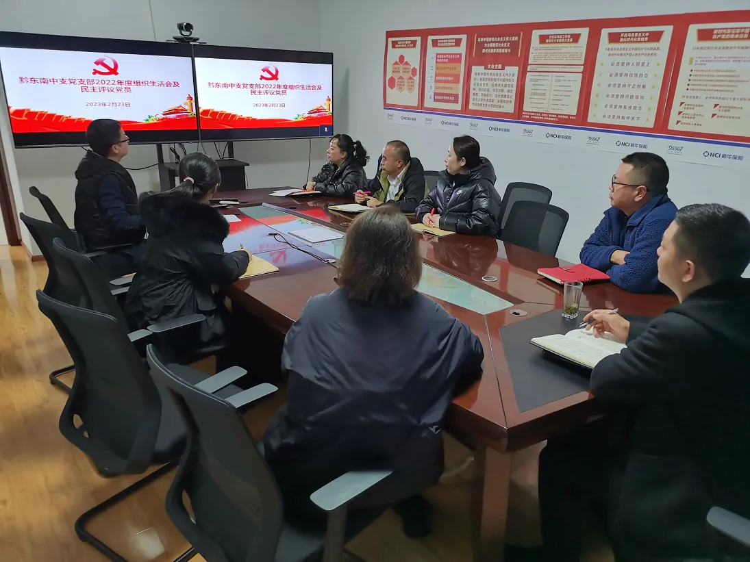 新华保险黔东南中支党支部召开2022年度组织生活会及民主评议党员