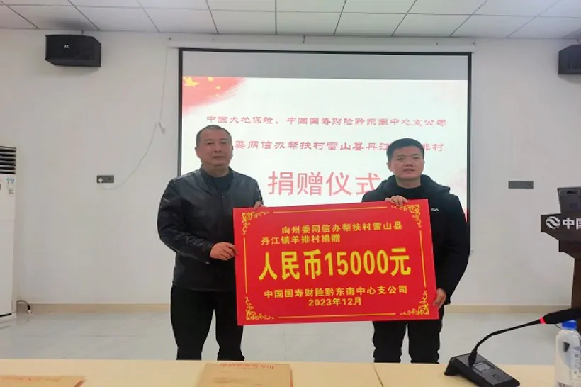 国寿财险黔东南中支公司向雷山县丹江镇羊排村捐赠帮扶资金