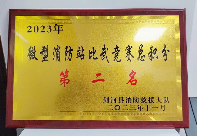 (图为:贵州银行剑河支行在全县微型消防站比武竞赛中获得的奖牌).png